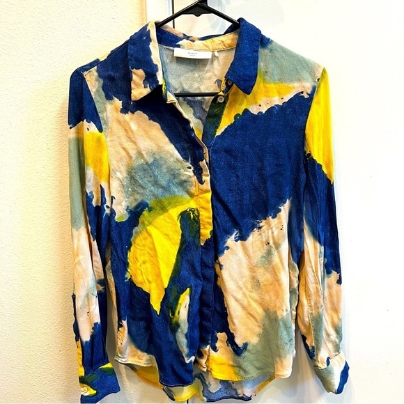 Women’s Tie Dye Button Up V Neckline Blouse Top Size S - Picture 5 of 11